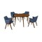 Armen Living Arcadia and Renzo 48" Round Blue and Walnut Wood 5 Piece Dining Set SETARDI5REWABLU48 - alternate 1